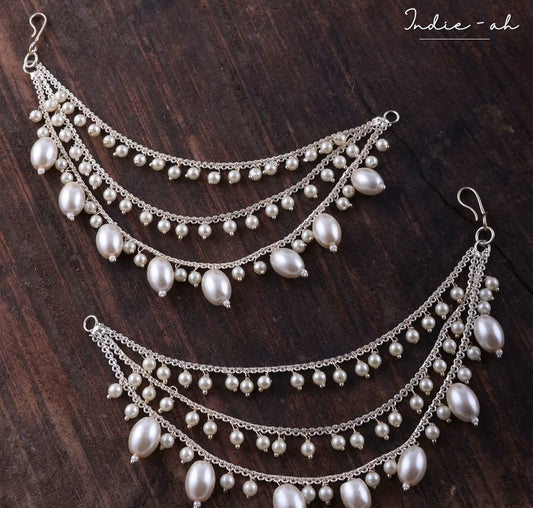 Opal's White Pearly Earing Chain Extension - IA110