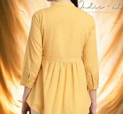 Urban Chic: Sunny's Yellow Trend Short Shirt/Kurti